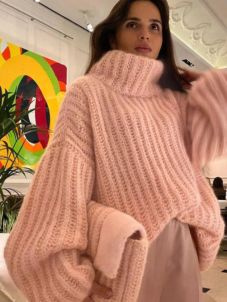 Women's turtleneck top with wide sleeves