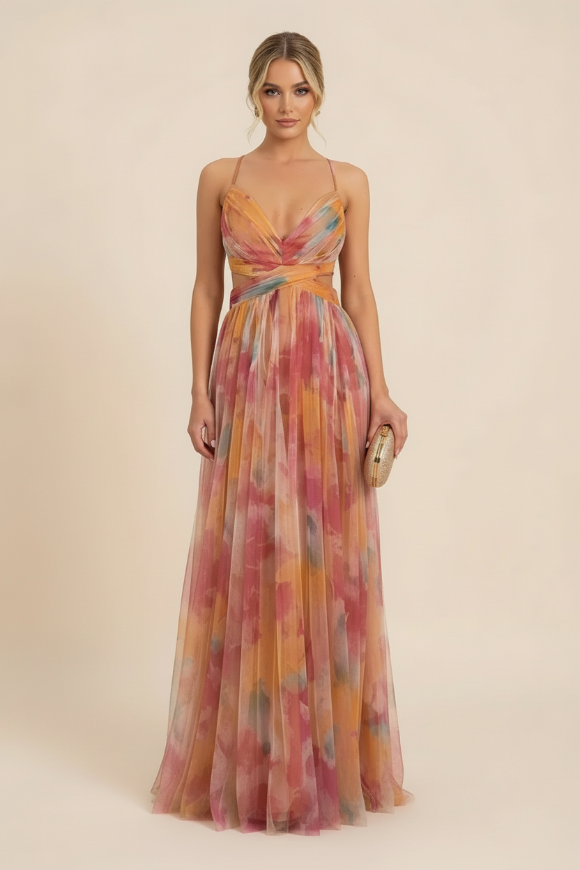 Women's twisted cut-out maxi wedding guest dress