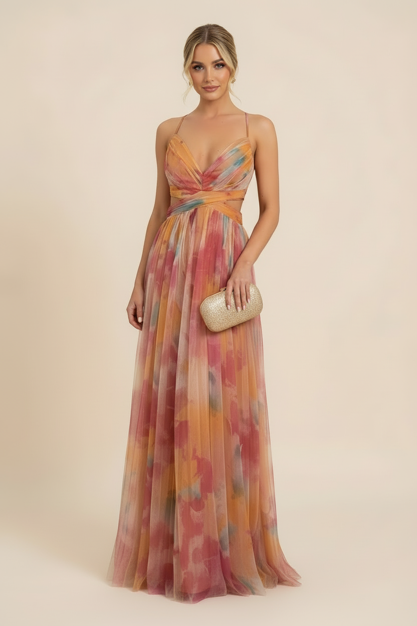 Women's twisted cut-out maxi wedding guest dress
