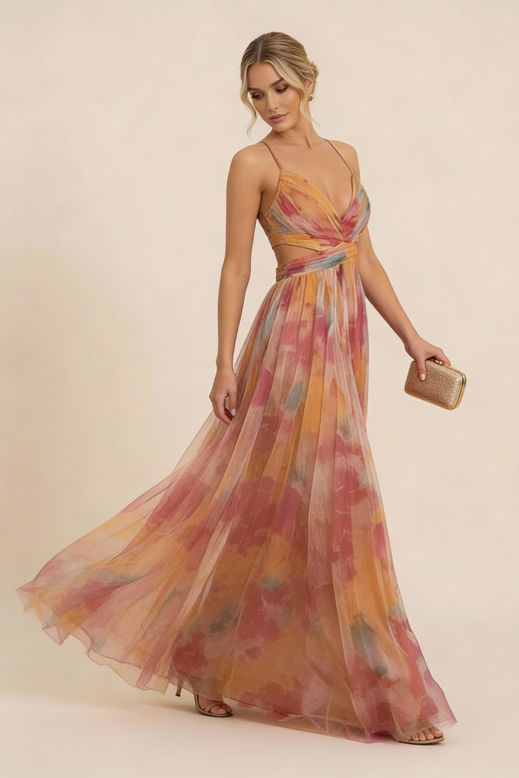 Women's twisted cut-out maxi wedding guest dress