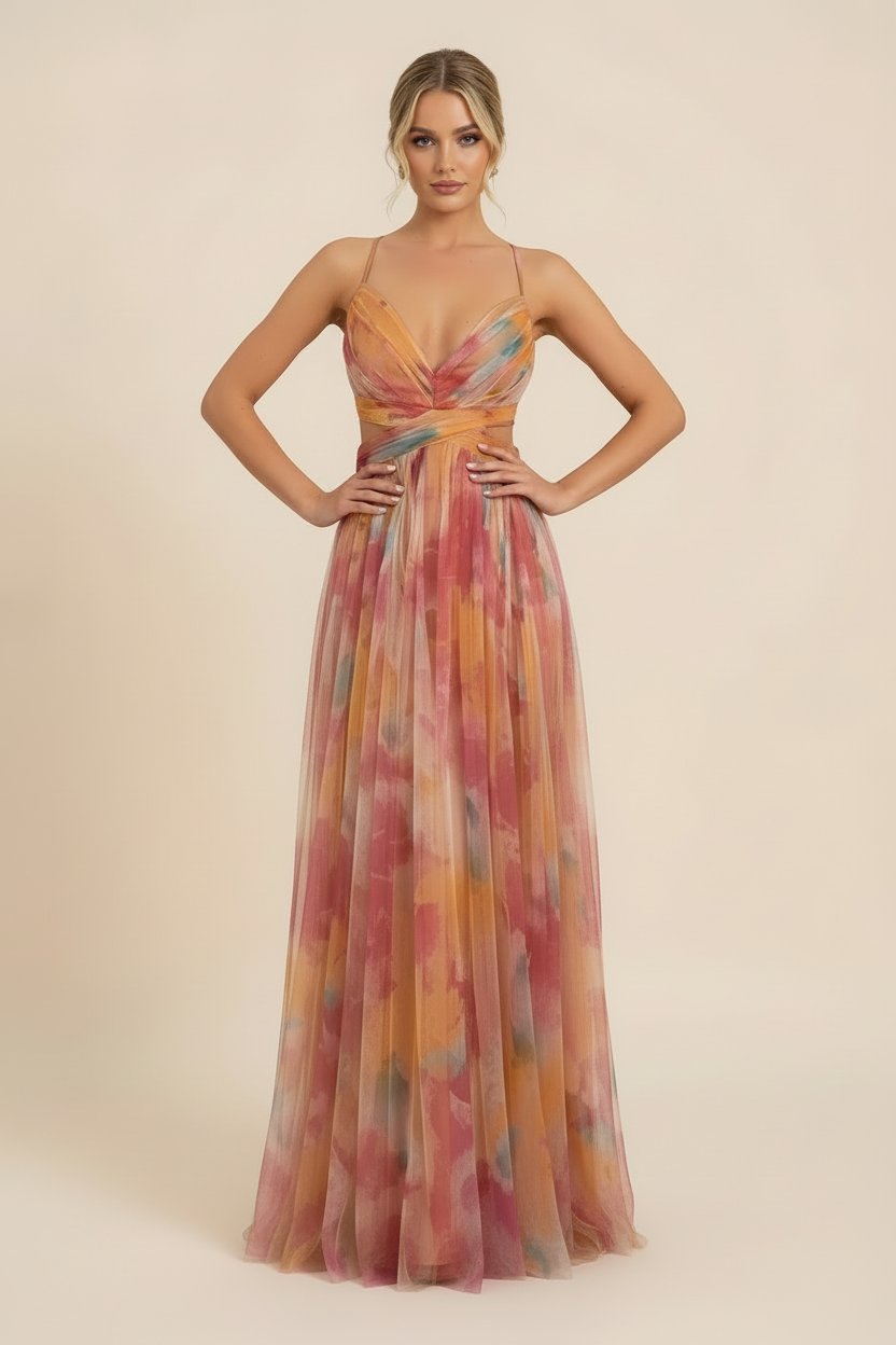 Women's twisted cut-out maxi wedding guest dress
