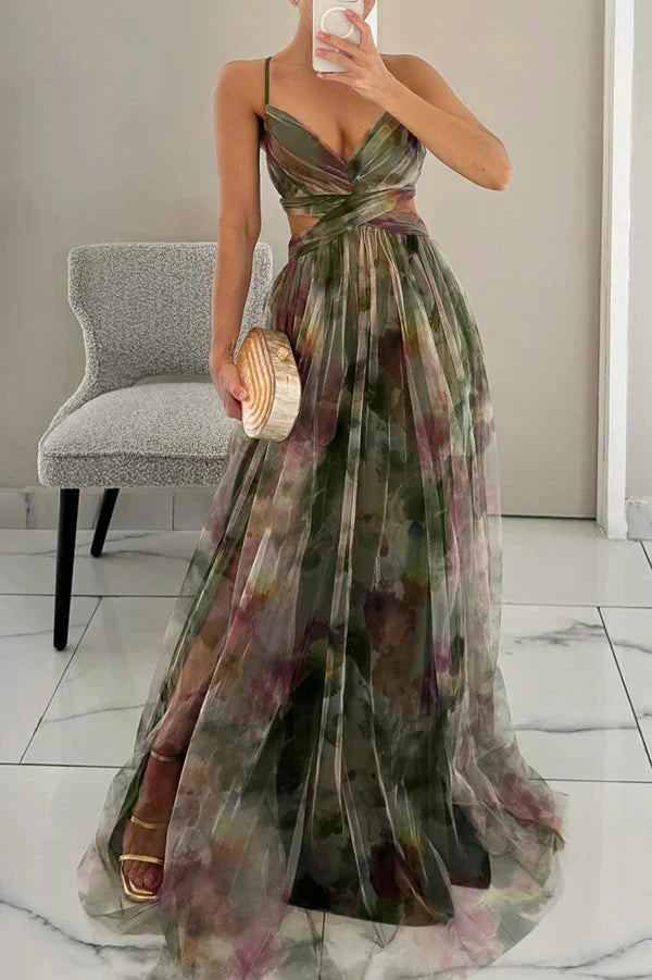 Women's twisted cut-out maxi wedding guest dress