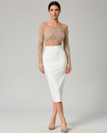 Women's two-piece set with crop top and pearl detail