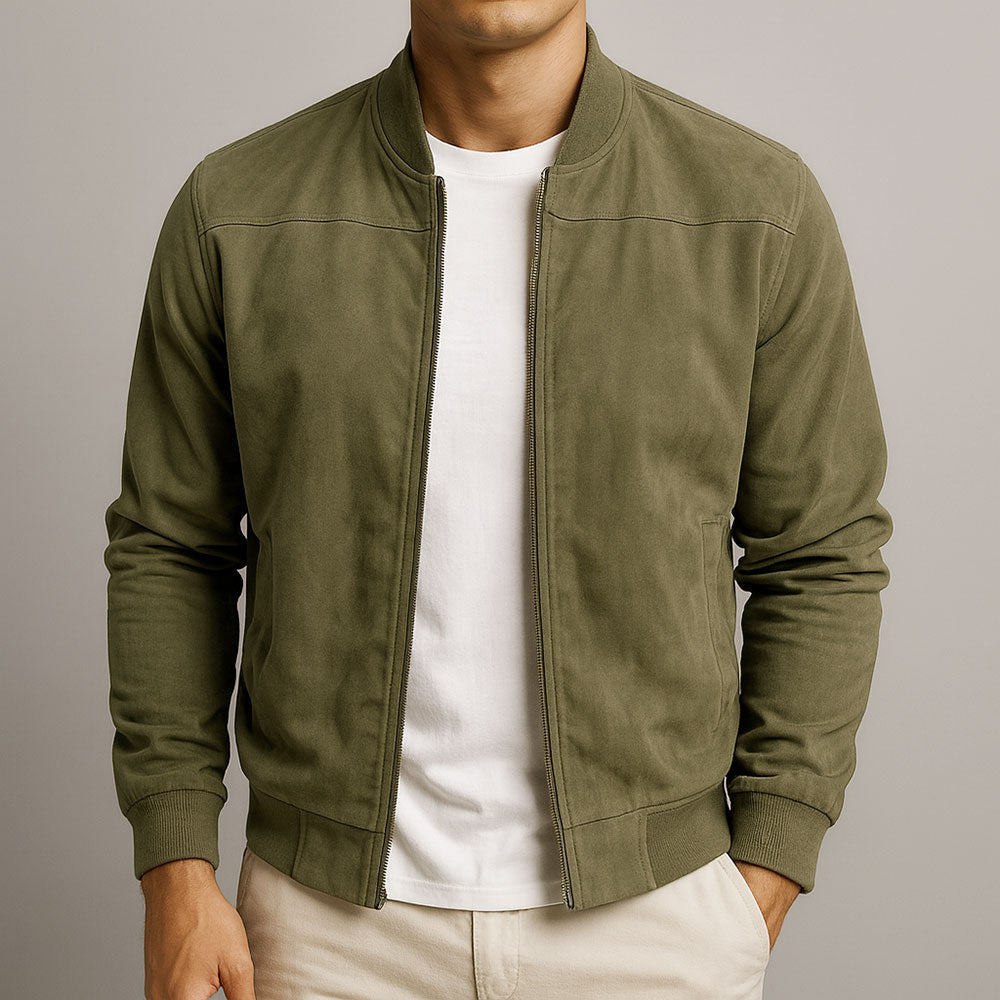 Men's urban jacket with zip fastening and front pockets