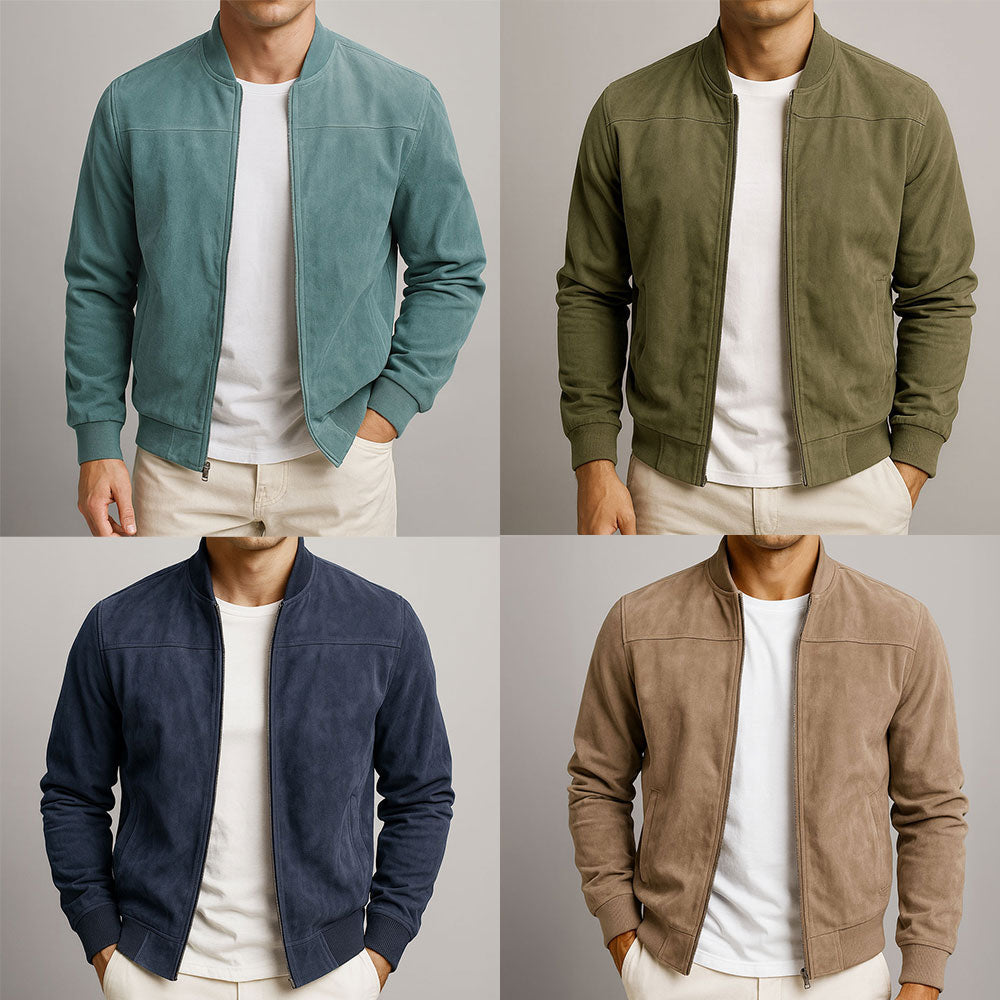 Men's urban jacket with zip fastening and front pockets