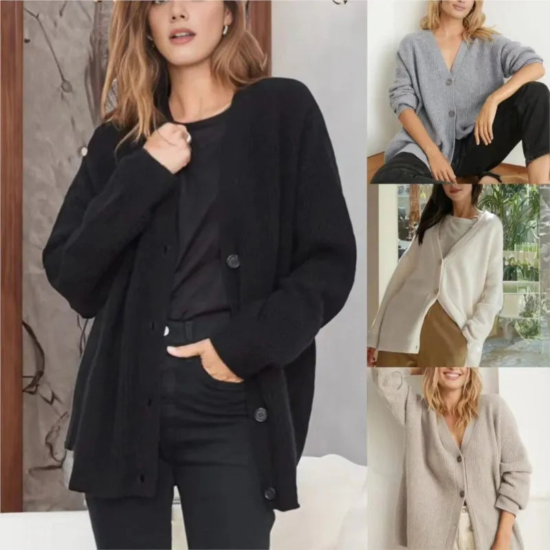 Women's V-neck cardigan with button fastening