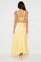 Women's V-neck pleated maxi wedding guest dress