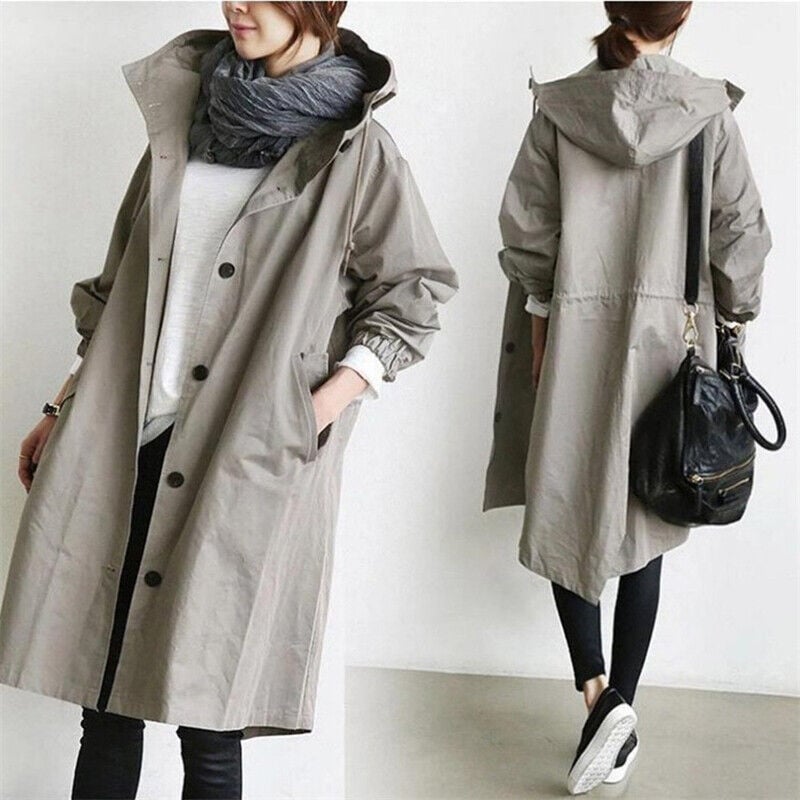 Women's waterproof hooded trench coat