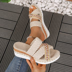 Women's summer sandals with woven double-strap