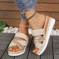Women's summer sandals with woven double-strap