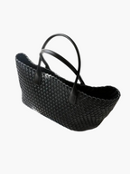 Women's woven tote bag with top handles