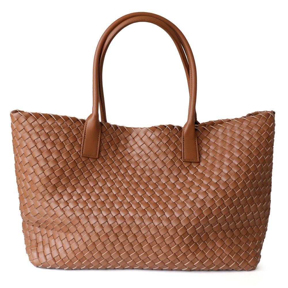 Women's woven tote bag with top handles