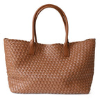 Women's woven tote bag with top handles