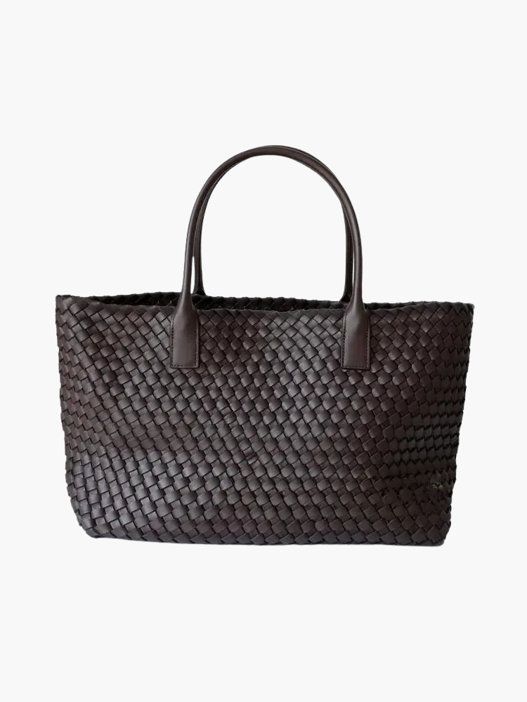Women's woven tote bag with top handles