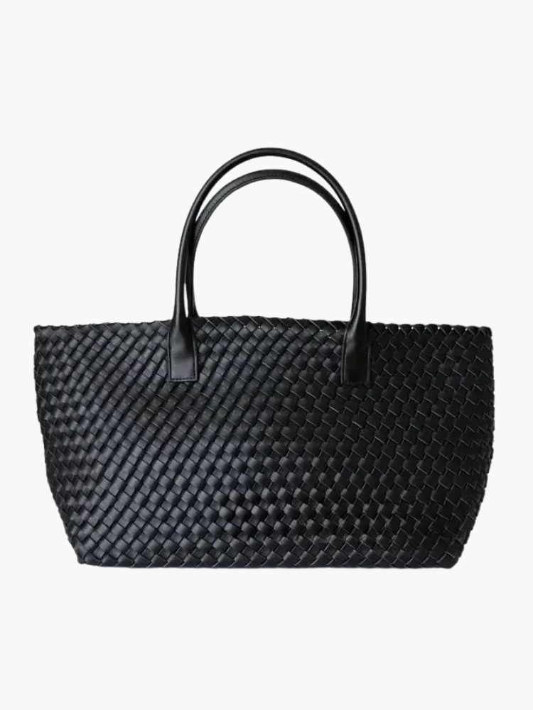 Women's woven tote bag with top handles