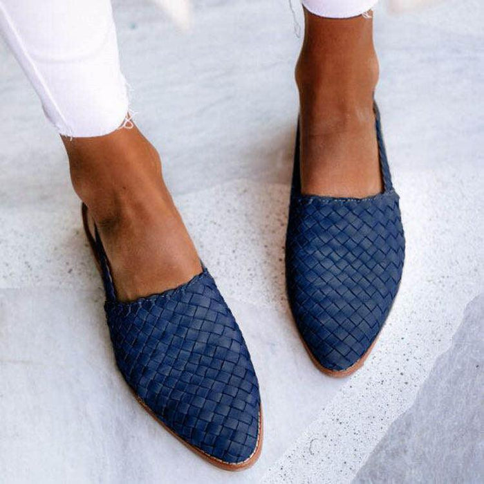 Women's woven pointed toe slingback ballet flats