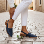 Women's woven pointed toe slingback ballet flats