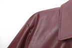 Women's zip-front leather jacket with fold-over collar