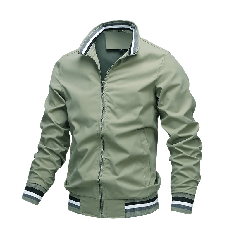 Men's zip-up jacket with stand collar