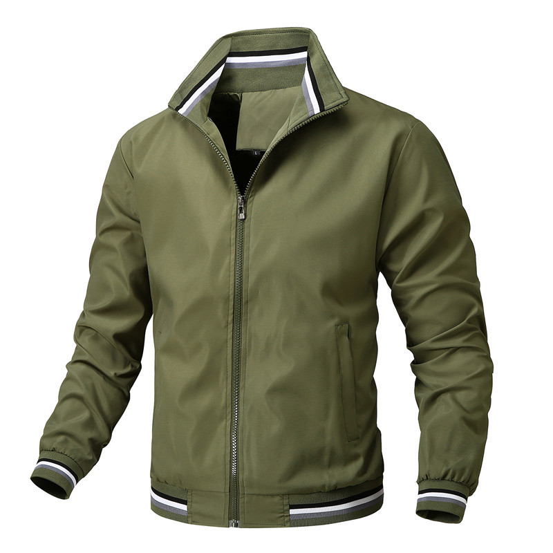 Men's zip-up jacket with stand collar