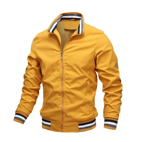 Men's zip-up jacket with stand collar