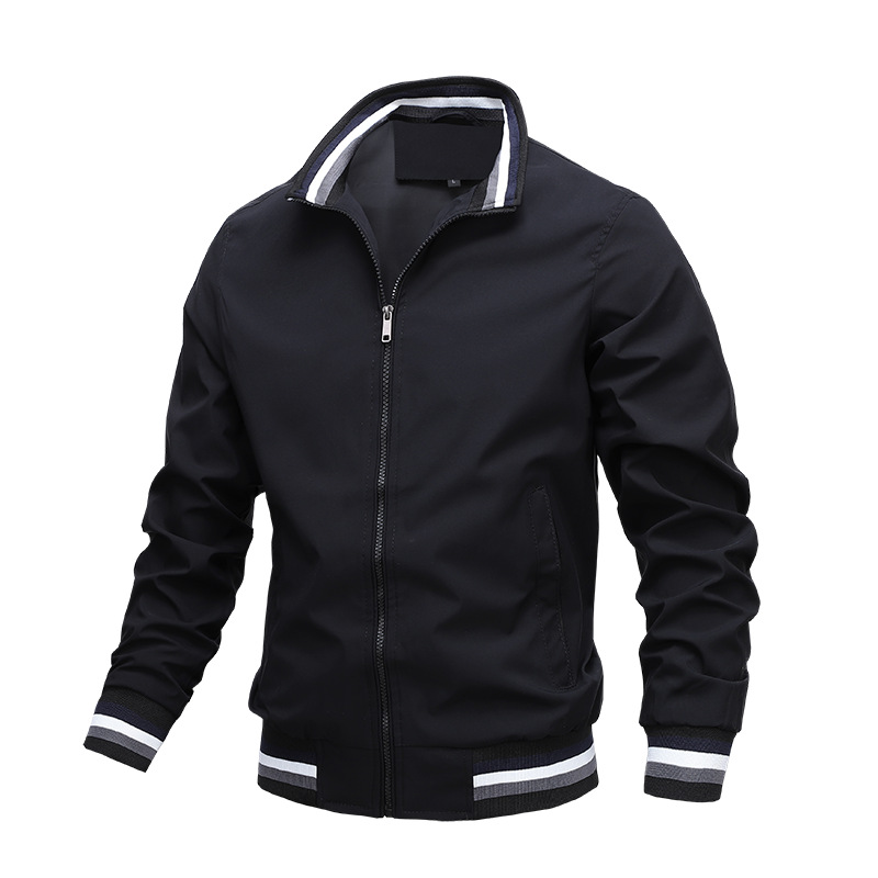 Men's zip-up jacket with stand collar