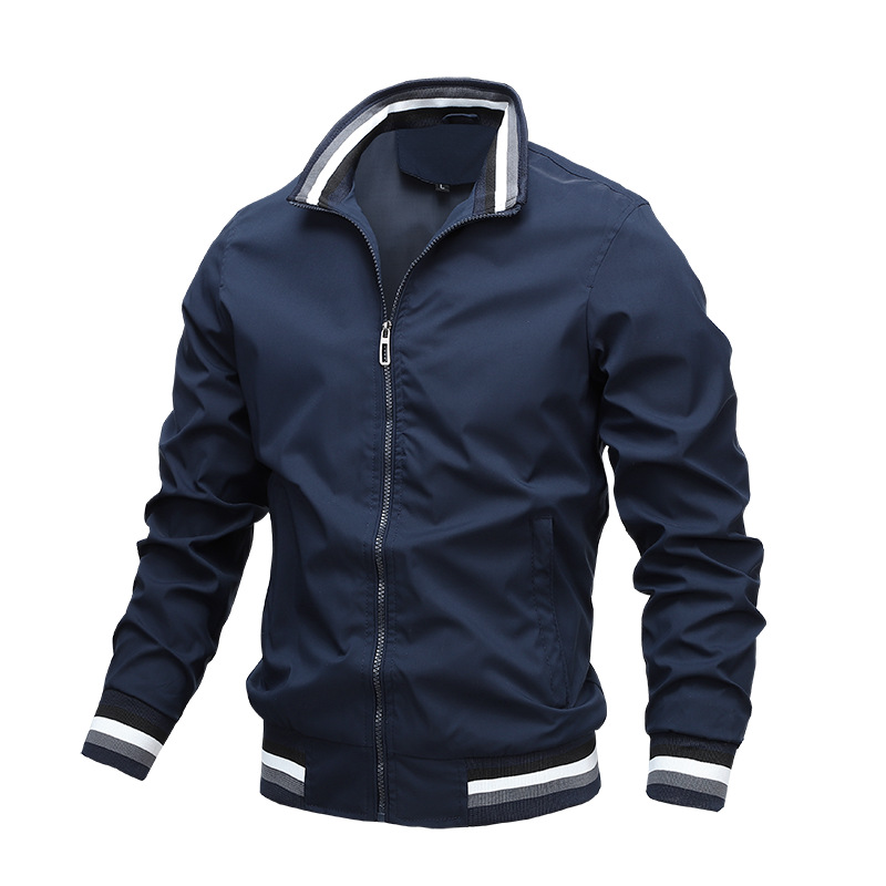 Men's zip-up jacket with stand collar