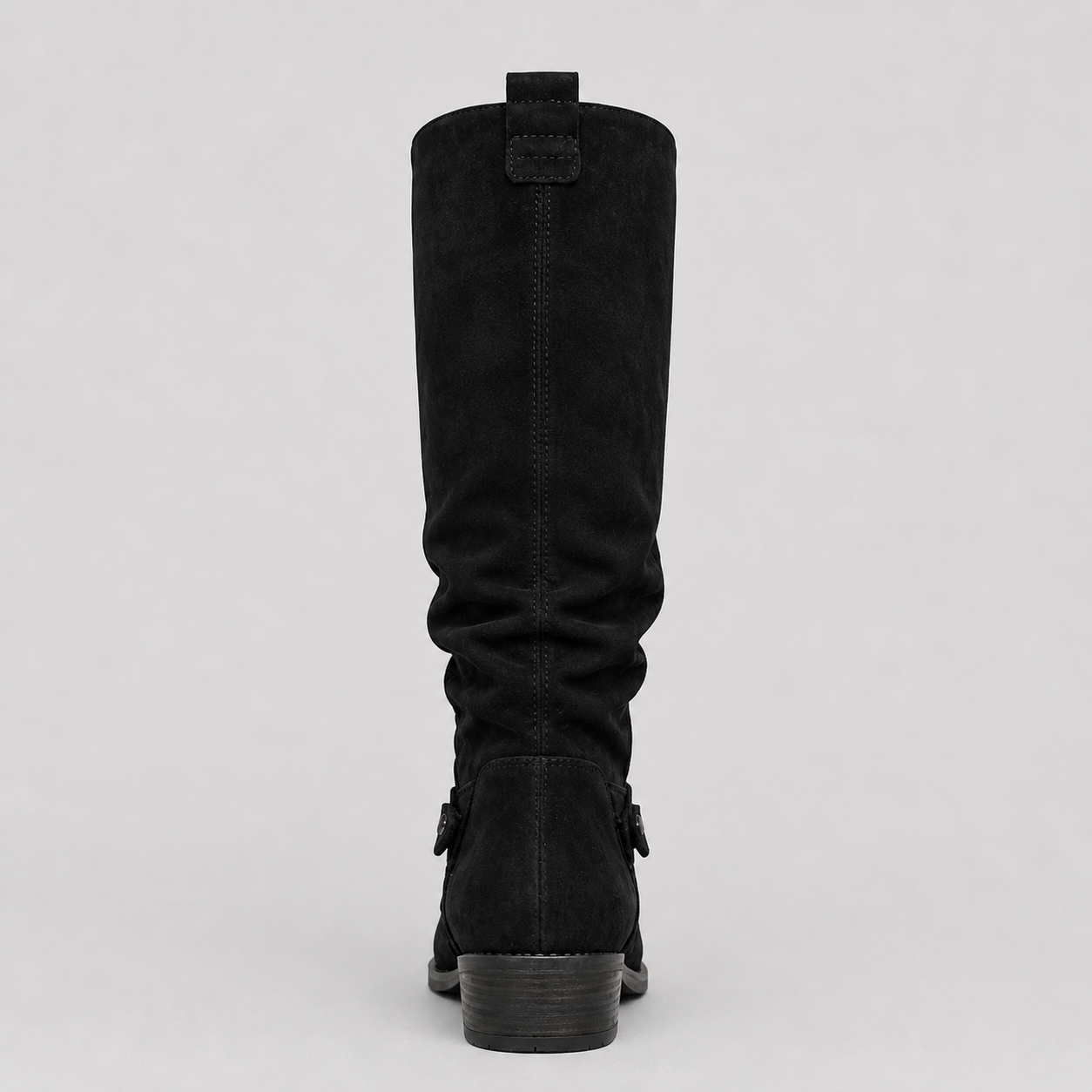Women’s Knee-High Boots with Low Heel and Side Detail Black