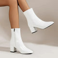Women’s Pointed-Toe Ankle Boots with Block Heel and Side Zip