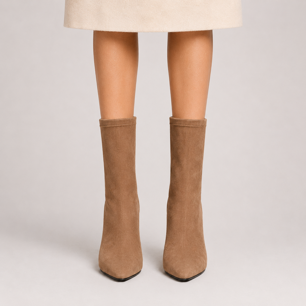 Women’s Pointed-Toe Sock Ankle Boots with Sculpted Heel