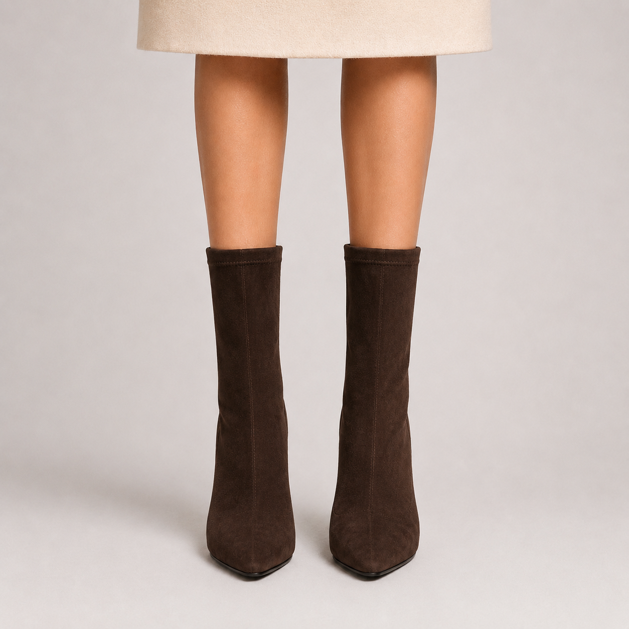 Women’s Pointed-Toe Sock Ankle Boots with Sculpted Heel